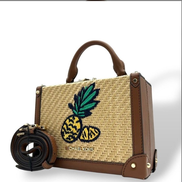 Michael Kors Brown and Tan Woven Handbag - Picture 1 of 9